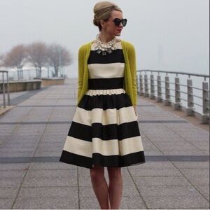 Striped Kate Spade Black and Cream Dress